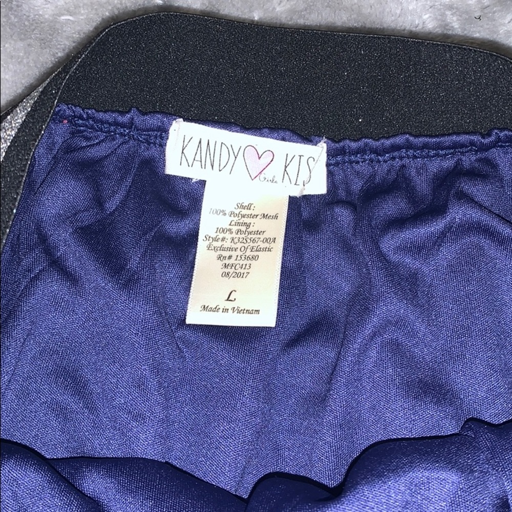 Girls Kandy Kiss Sequins Mesh Silver Navy Skirt - Picture 7 of 8